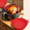 Forros de silicone para fritadeira a ar, forro de panela redondo reutilizável de 20 cm, antiaderente, resistente ao calor, serve para cesta de fritadeira a ar de 3 litros - 5 QT, acessórios para forno