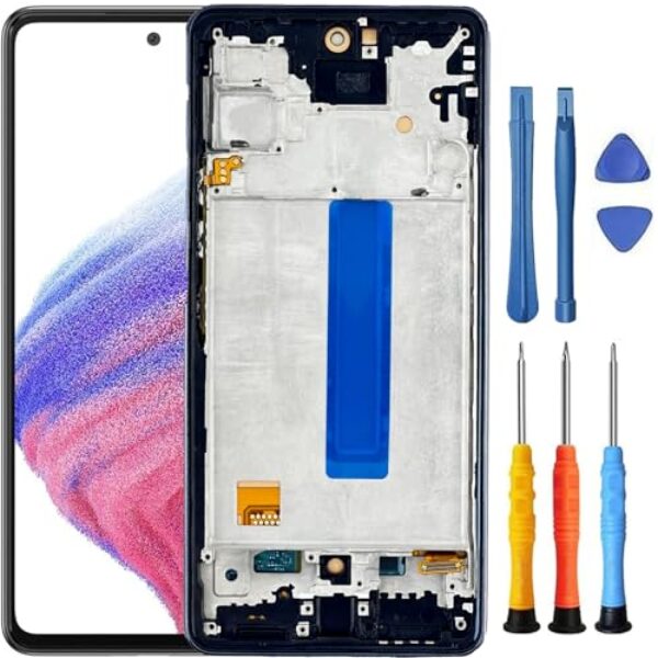Foufinin Substituição de tela para Samsung Galaxy A53 5G para Samsung A53 5G com moldura SM-A536E A536W SM-A536U SM-A536V Display LCD Touch Digitalizador com ferramentas