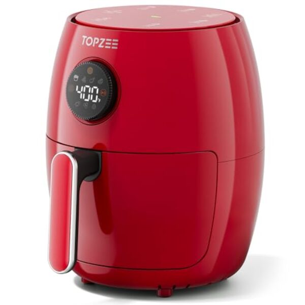 Fritadeira a ar pequena compacta, 2,1 QT, mini airfryer 4 em 1, pequena, assar, reaquecer, 98% menos óleo, controle de temperatura ajustável com temporizador de 12H, silencioso, antiaderente e lavável