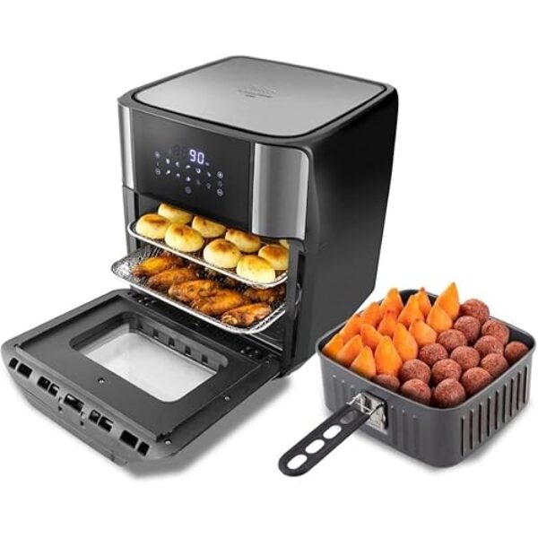 Fritadeira Air Fryer Digital 12L - Forno Elétrico Bivolt com Função Desidratar, Modelo PFR2200, Sem Óleo e Rápida(110v)