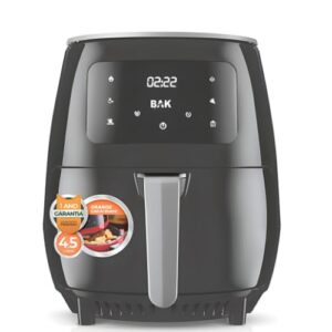 Fritadeira Elétrica Air Fryer Turbo Touch BAK 4,5 Litros 1000W Preto 127V Com Tecnologia Turbo Touch, Sem Óleo, Cozinha Saudável E Rápida, Ideal Para Fritar, Assar E Grelhar Alimentos