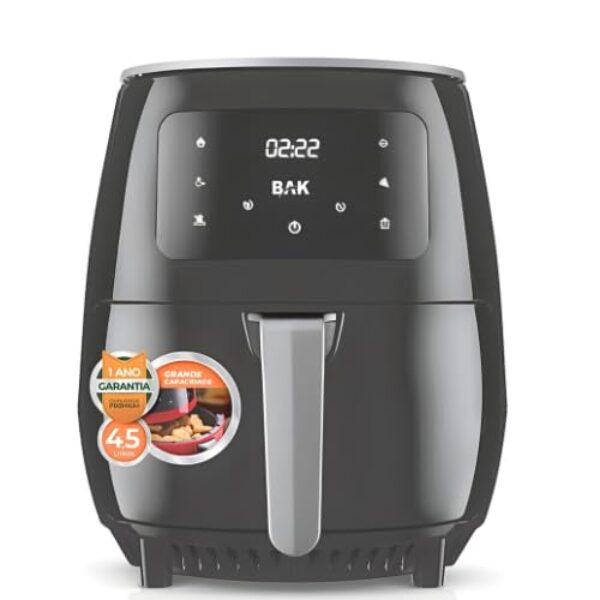 Fritadeira Elétrica Air Fryer Turbo Touch BAK 4,5 Litros 1000W Preto 127V Com Tecnologia Turbo Touch, Sem Óleo, Cozinha Saudável E Rápida, Ideal Para Fritar, Assar E Grelhar Alimentos