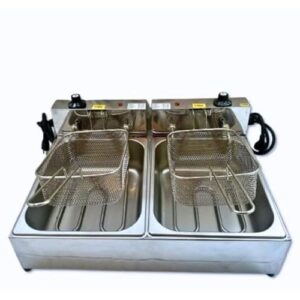 Fritadeira elétrica Industrial 10 litros de batata pastel 2 Cubas de 5 litros cada Cuba inox, Salgados porções batatas(220V-3000W)