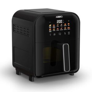 Fritadeira Sem Óleo Air Fryer Arno Easy Fry Turbo 6L AFI6, 1735W, Preta, Tecnologia Direct Heat, Cesto com Compartimento para Água, Visor Transparente, 12 Programas Automáticos, 110V