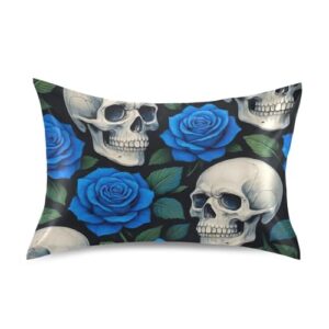 Fronhas para cabelo, caveiras, brancas, rosas, azuis, cetim, padrão, King Queen, almofadas, refrigerantes, confortáveis, fronhas Queen Size 76,2 cm x 50,8 cm