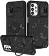 Funermei (2 em 1 para Samsung Galaxy A23 5G capa feminina borboleta linda meninas capa de telefone feminino bonito design exclusivo borboletas pretas com capa de câmera e suporte de anel para Galaxy