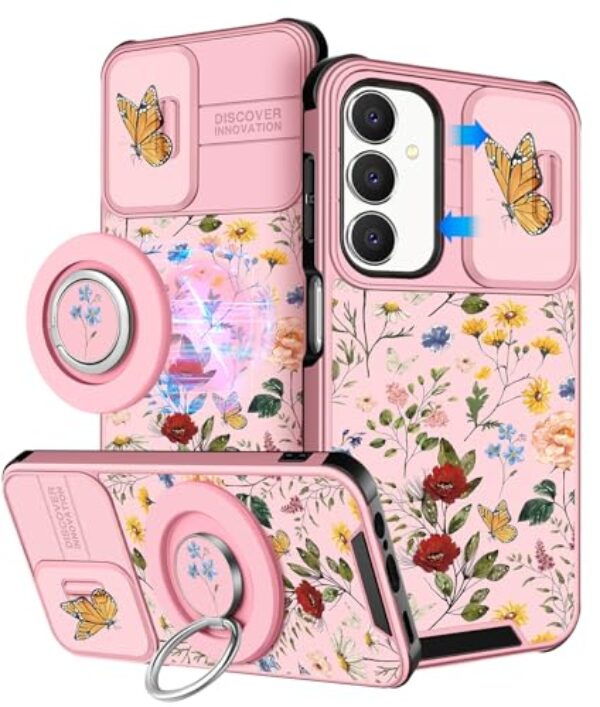 Funermei Capa para celular Samsung Galaxy A25 5G - [2 em 1] Capa de telefone feminina fofa para meninas, design exclusivo, capa de câmera compatível com suporte de anel MagSafe para Samsung A25 5G