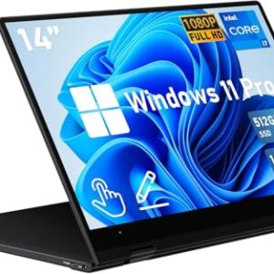 FUNYET Laptop com tela sensível ao toque, laptop para jogos 2 em 1 de 14 polegadas Win 11 Pro, Core i7-1265U (até 4,8 GHz), 16 GB de RAM SSD de 1 TB