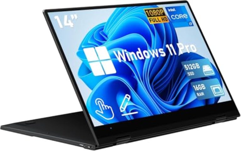 FUNYET Laptop com tela sensível ao toque, laptop para jogos 2 em 1 de 14 polegadas Win 11 Pro, Core i7-1265U (até 4,8 GHz), 16 GB de RAM SSD de 1 TB