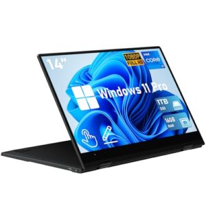 FUNYET Laptop com tela sensível ao toque, laptop para jogos 2 em 1 de 14 polegadas, Core i7-1265U (até 4,8 GHz), 16 GB de RAM, SSD de 1 TB, 1920 x 1080, teclado retroiluminado, Wi-Fi 6, BT5.2, Win 11