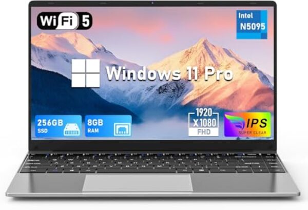 FUNYET Laptop para jogos de 14 polegadas, laptop N5095, 8 GB RAM 256 GB SSD, ângulo aberto 180, Win 11 Pro, 5G WiFi, BT 4.2, Mini HDMI