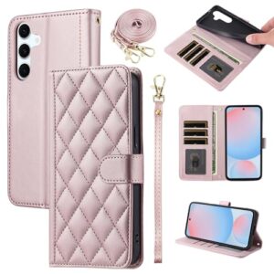 Furiet Argyle Capa carteira para Samsung Galaxy S25 FE 5G com alça destacável de pulso/ombro compartimentos para cartões, bolsa fólio, capa de celular com suporte de couro PU de luxo para S 25 EF