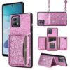 Furiet Capa carteira para Motorola Moto G53 5G/G13/G23 com alça de ombro e compartimento para cartão, fina e fina com suporte para cartão, capa para celular com glitter brilhante para G 13 23 4G 53G