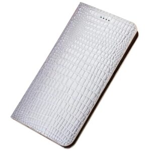 FWYANZH Capa de couro genuíno para iPhone 17 Pro Max/17 Pro/Air/17, capa de proteção tipo carteira flip textura de lagarto fólio fecho magnético suporte coldre de luxo, branco, ar