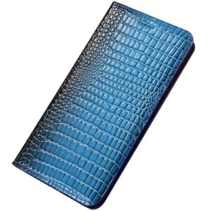 FWYANZH Capa de couro genuíno para iPhone 17 Pro Max/17 Pro/Air/17, capa de proteção tipo carteira flip textura de lagarto fólio fecho magnético suporte coldre de luxo, azul, 17 Pro Max