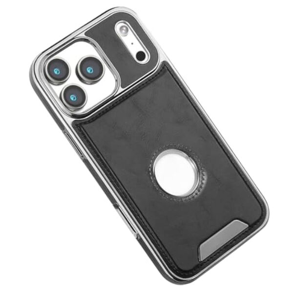 FWYANZH Capa magnética para iPhone 17 Pro Max/17 Pro/Air/17, capa de couro antiqueda logotipo vista estilo negócios coldre fino, preto, 17