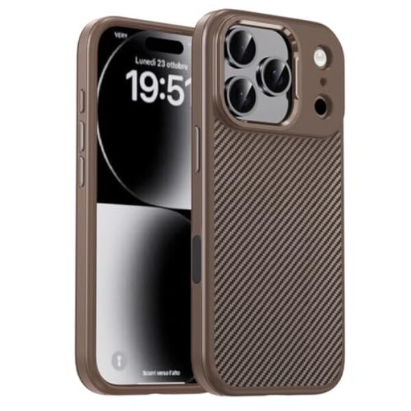 FWYANZH Capa para iPhone 17 Pro Max/17 Pro/Air/17, capa de ajuste fino, textura de fibra de carbono, minimalista, proteção contra quedas, metálica, 17 Pro