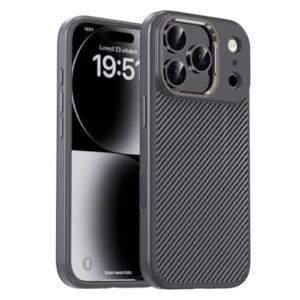 FWYANZH Capa para iPhone 17 Pro Max/17 Pro/Air/17, capa slim fit textura de fibra de carbono minimalista proteção contra quedas, cinza, 17