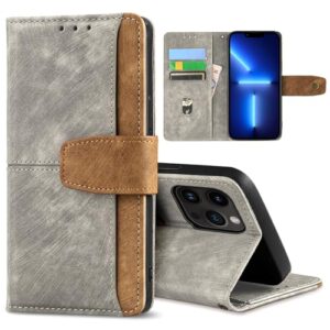 GANGANPRO Coldre de celular de negócios de couro para Xiaomi 15T 5G, capa flip antiderrapante resistente a arranhões com suporte para cartão, capa carteira com suporte de 6,83 polegadas - cinza