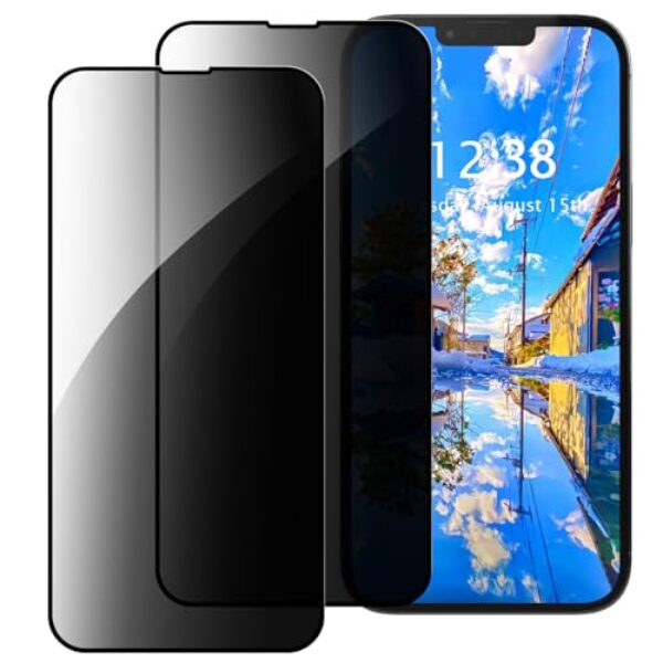 GANGANPRO Pacote com 2 protetores de tela de privacidade compatíveis com Xiaomi Poco M7 4G, HD preto 9H, cobertura antiespião, vidro temperado privado, suporte para desbloqueio de impressões digitais