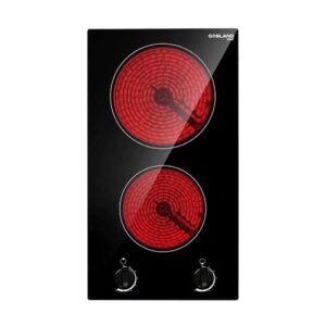 GASLAND Fogão elétrico de 2 bocas 30 polegadas, fogão radiante embutido de 3000 W, queimador duplo CH30BS, fogão de cerâmica 220-240 V com 7 níveis de potência, controle de botão mecânico, aviso