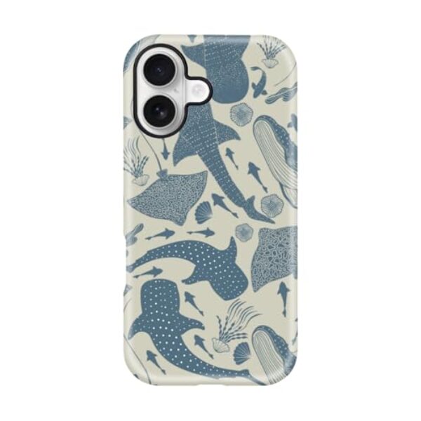 GCACE Linda capa de telefone estética com padrão de tubarão azul para iPhone 17 capa híbrida de 2 camadas rígidas, durável, à prova de choque, design para adolescentes, meninas, mulheres e meninas