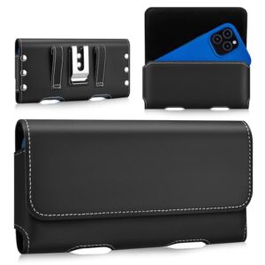 Gcepls Coldre universal de couro de vaca com clipe de cinto compatível com Samsung Galaxy S25 Ultra, S24 Ultra, S23 Ultra, S22 Ultra, S21 Ultra, S20 Ultra(preto, GG, capa fina)