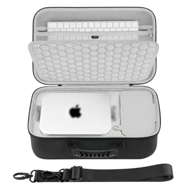 Geekria Capa rígida, compatível com Apple Mac Studio para M1/M2/M4 Max, M1/M2/M3 Ultra, bolsa de transporte de viagem para computador desktop (cinza escuro)