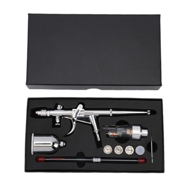 Generic Aerógrafo Kit, Aerógrafo Com 0,3mm de Liberação Rápida Bocal 15cc Copa Pintura Desenho Arte Suprimentos, Dupla Ação Gravidade Alimentação Ar Escova para Nail Art Pintura