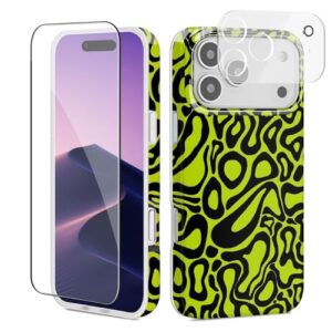 GEQCDBN Capa compatível com iPhone 17 Pro, capa protetora de TPU (poliuretano termoplástico) macia e macia à prova de choque para mulheres e meninas 16 cm verde brilhante