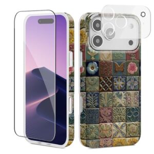 GEQCDBN Capa protetora para celular compatível com iPhone 17 Pro, com azulejo CuteFunky feminino macio e fino TPU à prova de choque para mulheres meninas 16 cm multicolorido