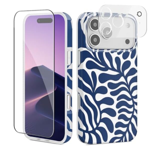 GEQCDBN Capa protetora para celular compatível com iPhone 17 Pro, moderna, bonita, abstrata, floral, feminina, macia, fina, TPU à prova de choque, estética para mulheres e meninas, 16 cm