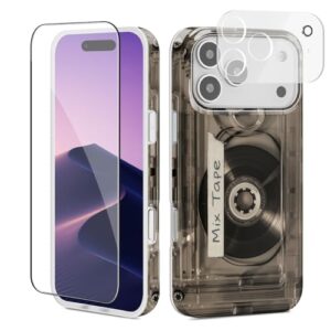 GEQCDBN Capa protetora para celular compatível com iPhone 17 Pro, moderna, fofa, divertida, retrô, mista, feminina, macia, fina, TPU à prova de choque, estética para mulheres e meninas, 16 cm