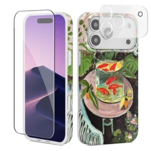 GEQCDBN Capa protetora para celular compatível com iPhone 17 Pro, pintura impressionista fofa e moderna, feminina, macia, fina, TPU à prova de choque, estética para mulheres e meninas, 16 cm