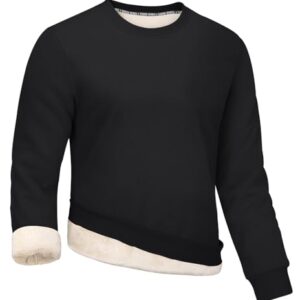 Gihuo Moletom masculino de gola redonda quente de inverno forrado com lã de ovelha, Preto, G