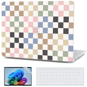 G JGOO Capa para laptop Microsoft Surface de 13 polegadas 2025 modelo 2095, Windows 11 Touchscreen Copilot+ PC, capa protetora de plástico rígido + capa de teclado + protetor de tela, xadrez colorido