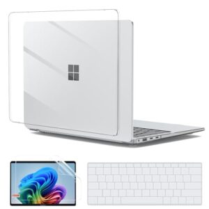 G JGOO Capa transparente para laptop Microsoft Surface de 13 polegadas 2025 modelo 2095, Windows 11 Touchscreen Copilot+ PC, capa protetora de plástico rígido + capa de teclado + protetor de tela