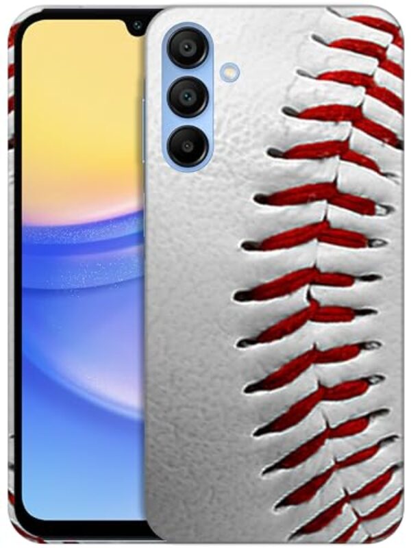 GlamCase Capa para Samsung Galaxy A15 5G, capa para Samsung A15 - design de beisebol impresso bonito fino e elegante plástico rígido designer capa traseira para celular Samsung A15 5G e 4G branca
