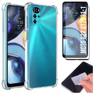 [GL CASES] Capa Moto G22 Capinha Moto G22 Case Slim Clear Anti Impacto Reforçada Silicone Transparente Flexível Anti Choque + Pelicula De Vidro 3D Cobertura Total