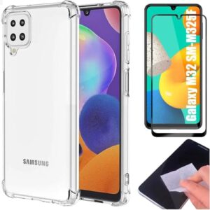 [GL CASES] KIT Capa Capinha Case Samsung Galaxy M32 4G Slim Clear Anti Impacto Reforçada Silicone Transparente Flexível Anti Choque + Pelicula Samsung Galaxy M32 4G De Vidro 3D Cobertura Total