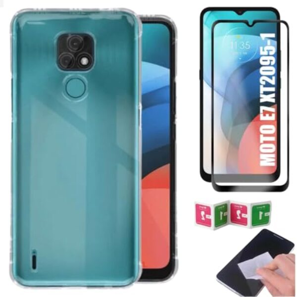[GL CASES] Kit Capa Moto E7 Case Capinha Motorola Moto E7 Anti Impacto Reforçada Silicone Transparente Flexível Proteção De Câmera + Pelicula De Vidro 3D 9H Cobertura Total