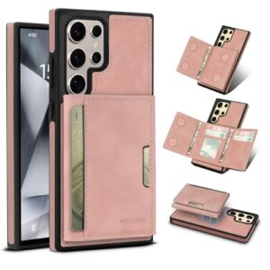 Godzoen Capa carteira para Samsung Galaxy S24 Ultra, capa carteira magnética destacável 2 em 1, suporte para cartão com bloqueio RFID, compartimento para cartão de couro sintético moderno e design