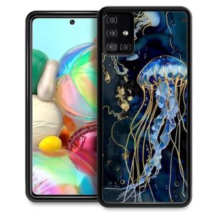 Goodsprout Capa compatível com Samsung Galaxy A71 5G, fundo azul água-viva, oceano, design incrível à prova de choque, antiarranhões, parte traseira rígida de policarbonato