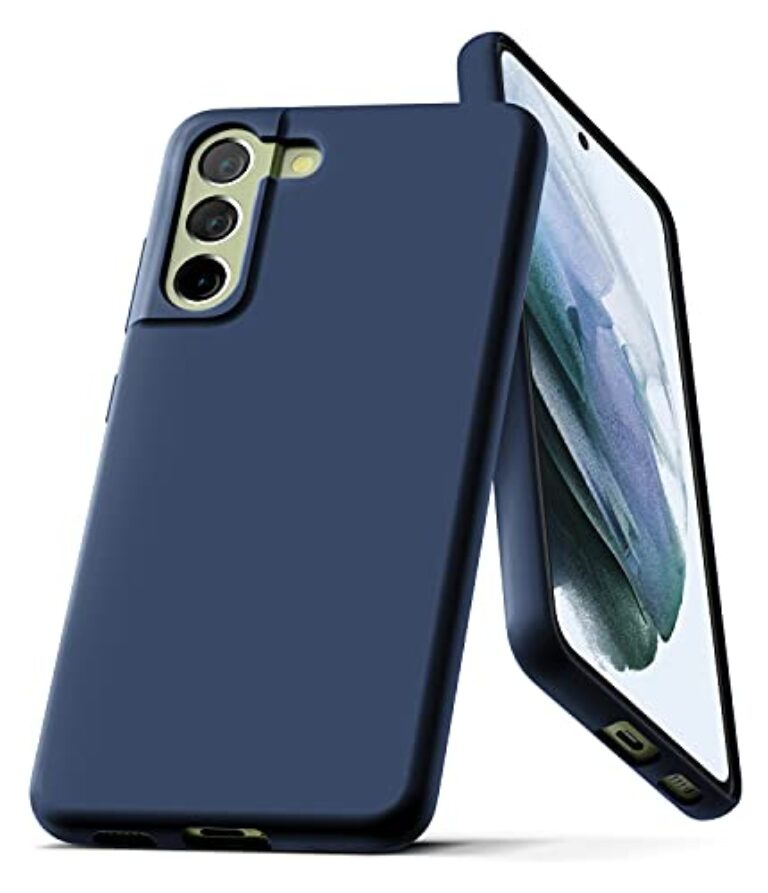 Goospery Capa de silicone líquido compatível com Galaxy S21 FE, capa protetora de corpo inteiro à prova de choque com forro de microfibra macia (azul marinho) GS21FE-SLC-NVY