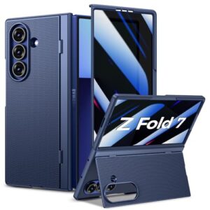 Goton Capa fina para Samsung Galaxy Z Fold 7 com protetor de tela de privacidade, suporte – Capa protetora de policarbonato rígido à prova de choque com carregamento sem fio para Z Fold 7 5G 2025