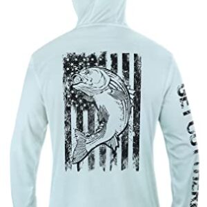 GOT Sports Camisa de pesca com capuz FPS 50+ para homens e mulheres - camisetas com capuz de manga longa - proteção solar UV, leve, Robalo azul, Large