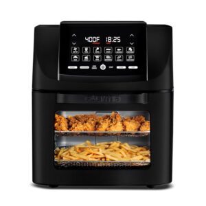 Gourmia Conjunto de torradeira Air Fryer - All-in-One 14 litros Digital Air Fryer Toaster Forno com Rotisserie e desidratador – 12 predefinições, instruções de cozimento guiadas, 1750W, acessórios