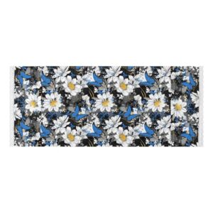 Graffiti Art FLOWER and whites Blue Butterflies lace edge wash machine top cover with side bag reutilizável máquina de lavar roupa capa protetora para lavanderia cozinha 130 x 56 cm