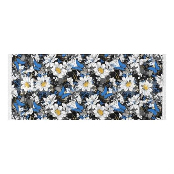 Graffiti Art FLOWER and whites Blue Butterflies lace edge wash machine top cover with side bag reutilizável máquina de lavar roupa capa protetora para lavanderia cozinha 130 x 56 cm