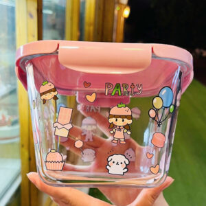 Grande capacidade geladeira caixa de manutenção fresca tigela de sopa de vidro com tampa forno de microondas grande lanc